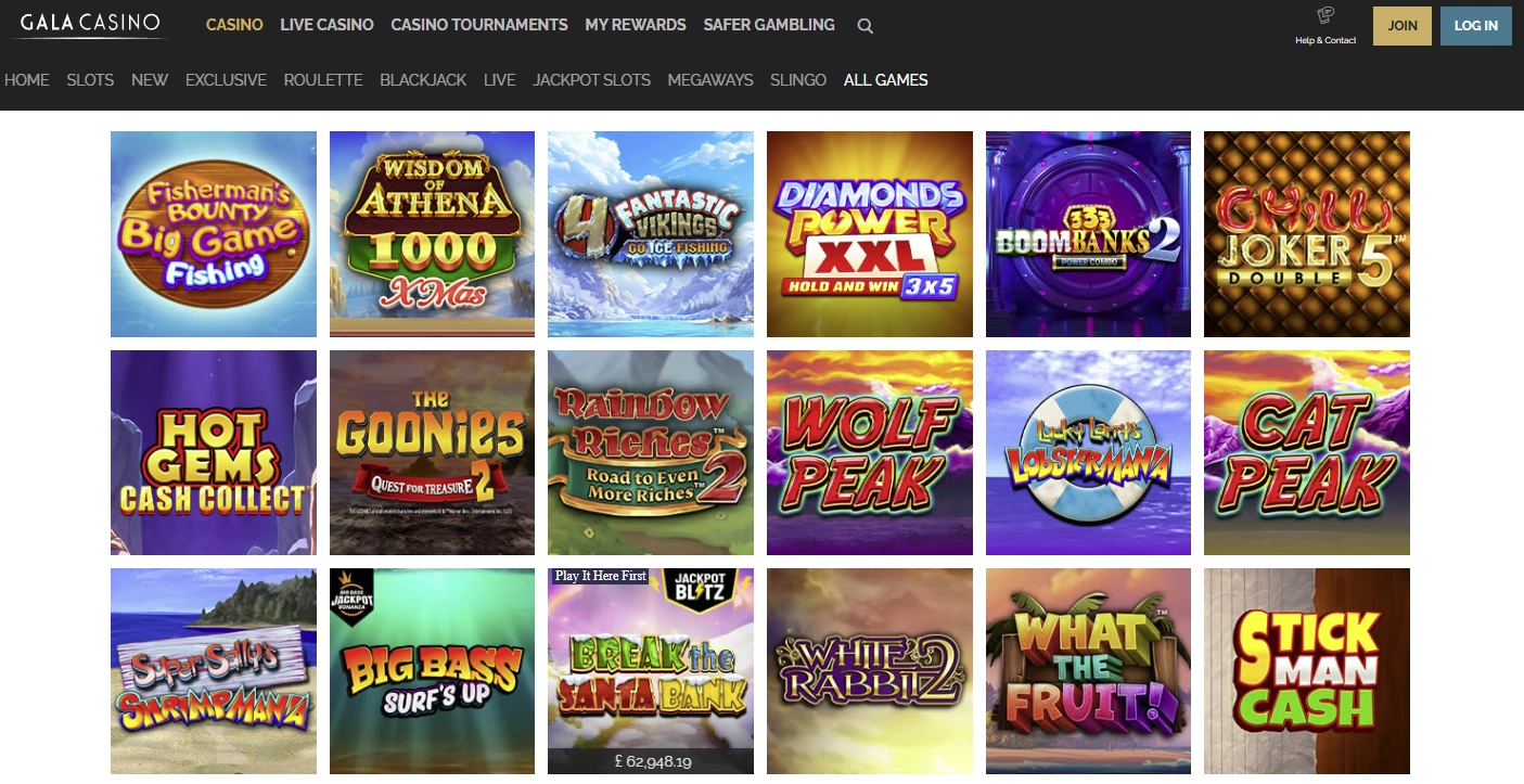 Gameplay montage of Gala Casino titles